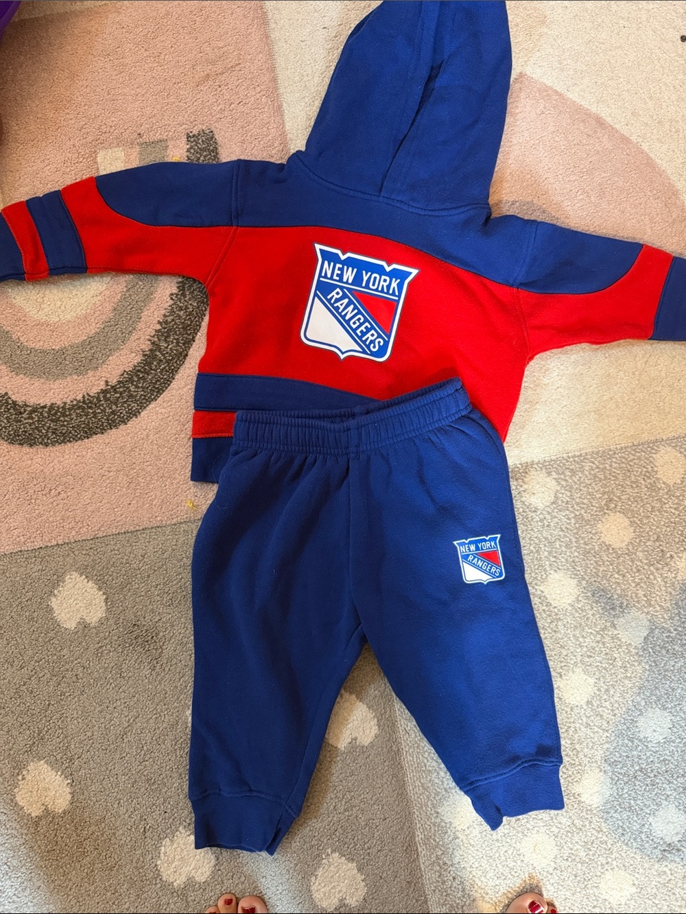 NHL New York Rangers Blue and Red Kids Hoodie & Joggers Set